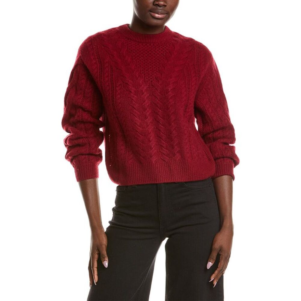 Naadam Womens Airy Cable Crewneck 100% Cashmere Sweater, Red